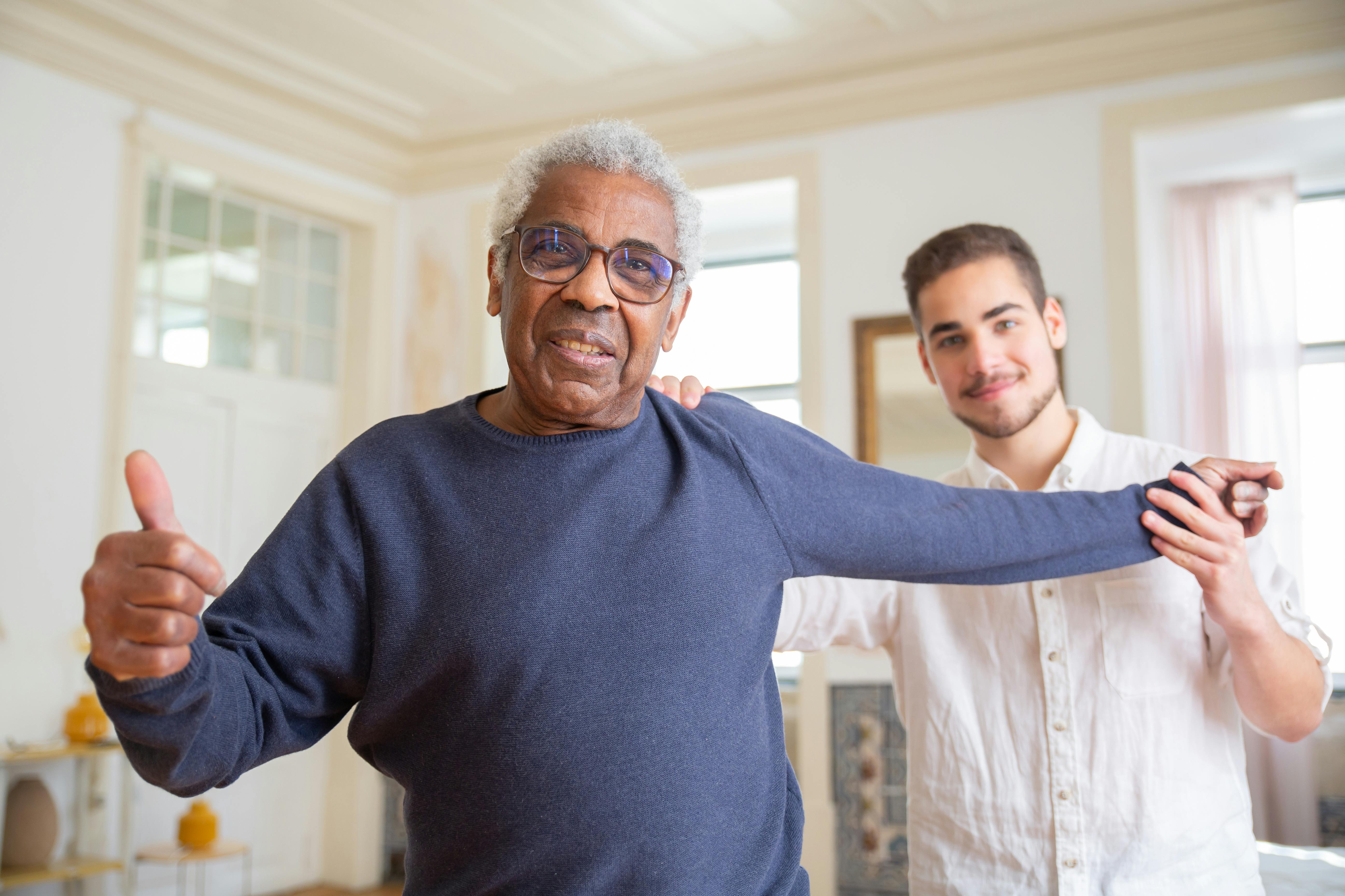 a caregiver helping a senior